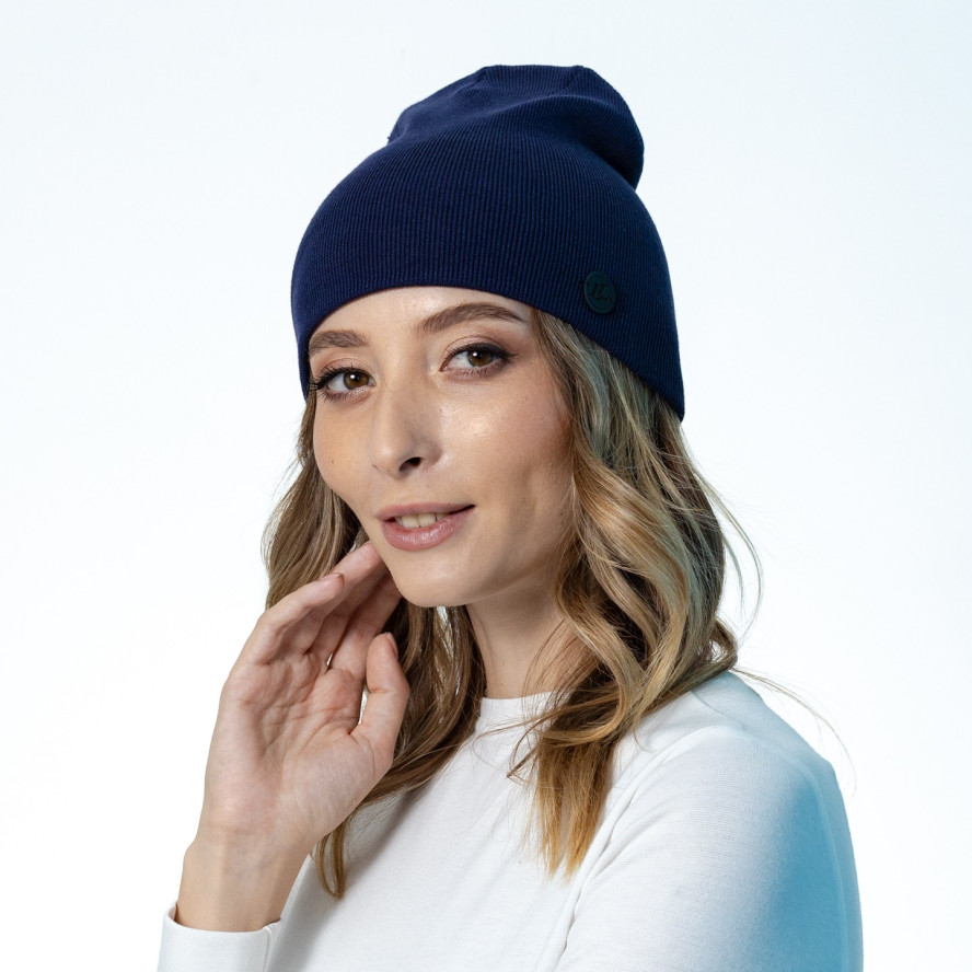 Шапка бини женская вискоза синяя NOELLA 573-963, фото 3