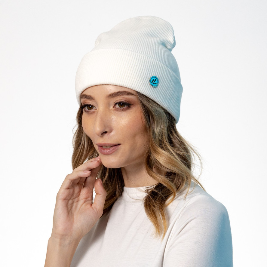 Шапка біні жіноча віскоза біла CHERIL 573-970, фото 3