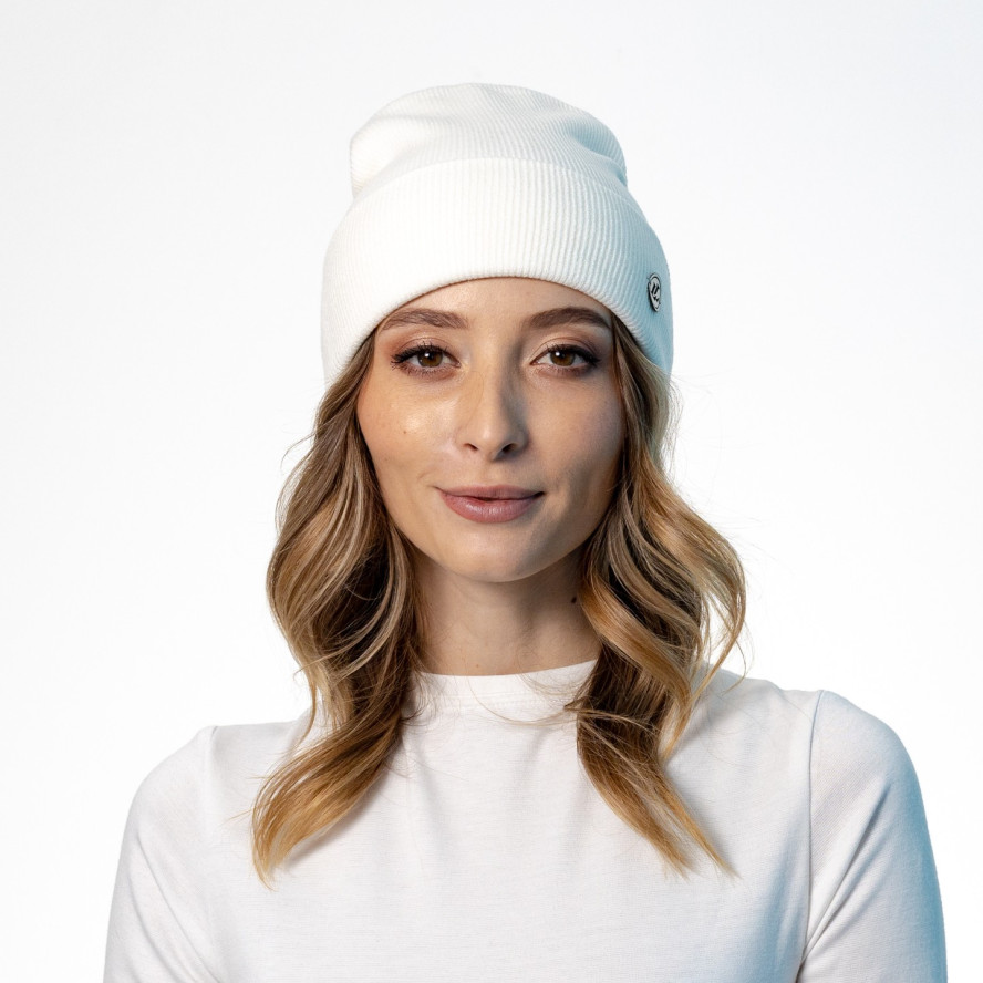 Шапка біні жіноча віскоза біла CHERIL 573-970, фото 4