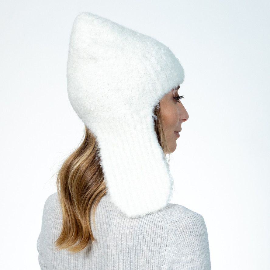 Шапка вушанка жіноча вовна біла ГНАТА 575-349, фото 5