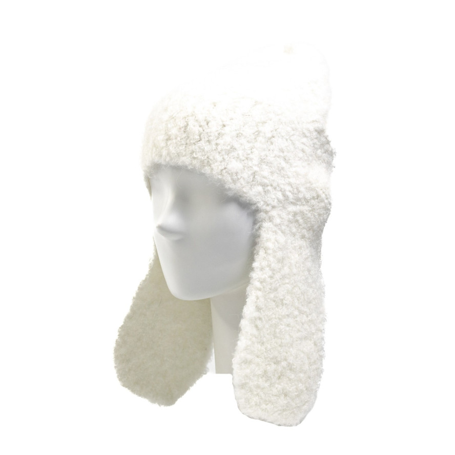 Шапка вушанка жіноча вовна біла ГНАТА 575-349, фото 1