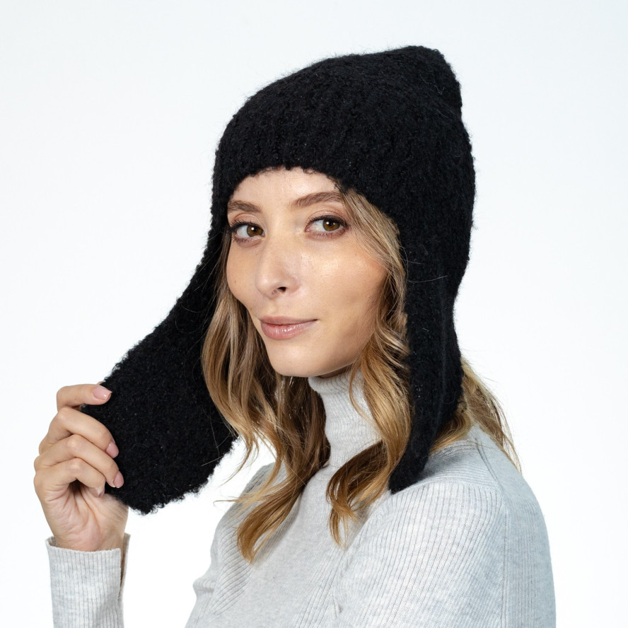 Шапка ушанка женская шерсть черная ГНАТА 575-370, фото 4