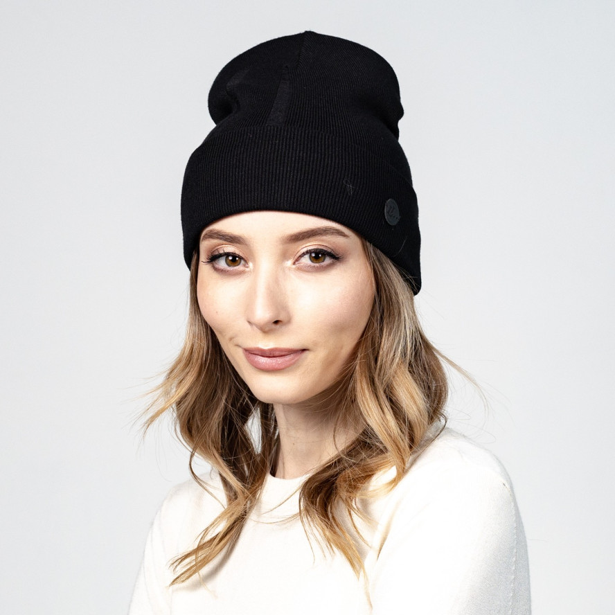 Шапка біні жіноча віскоза чорна РАМІН 575-448, фото 3