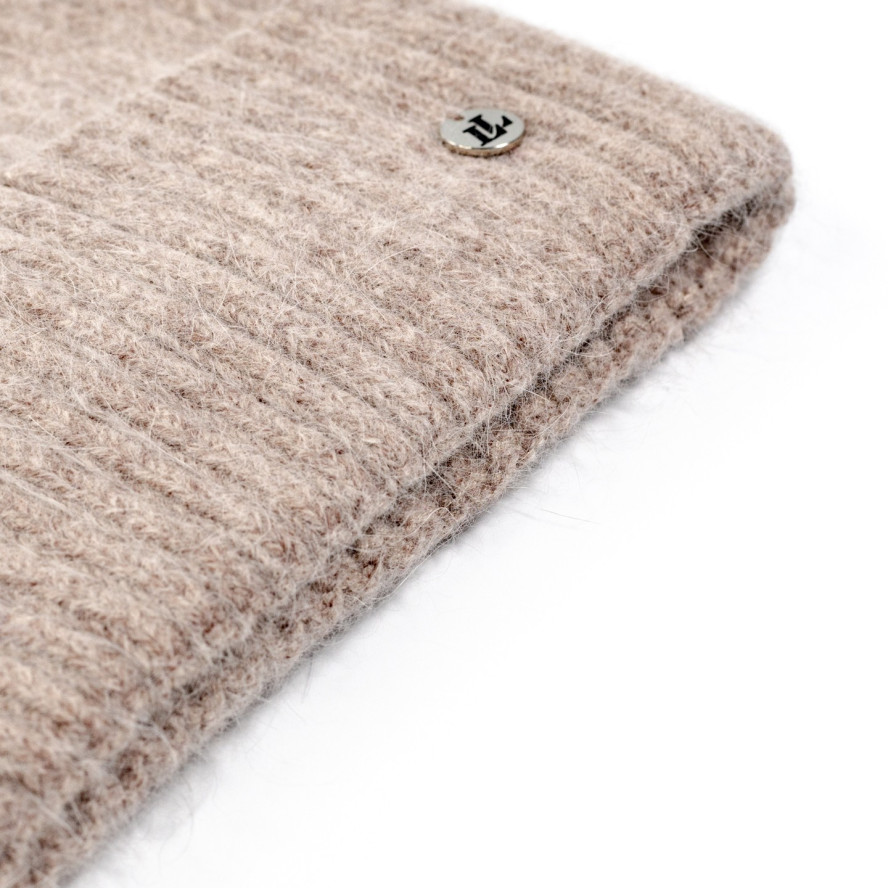 Шапка бини женская ангора бежевая МУНА 575-608, фото 2