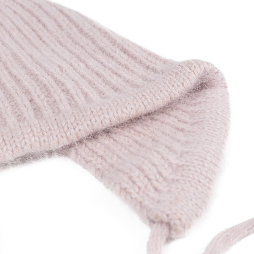 Шапка чепчик с завязками женская ангора розовая СИЛИЯ 577-657, фото 3