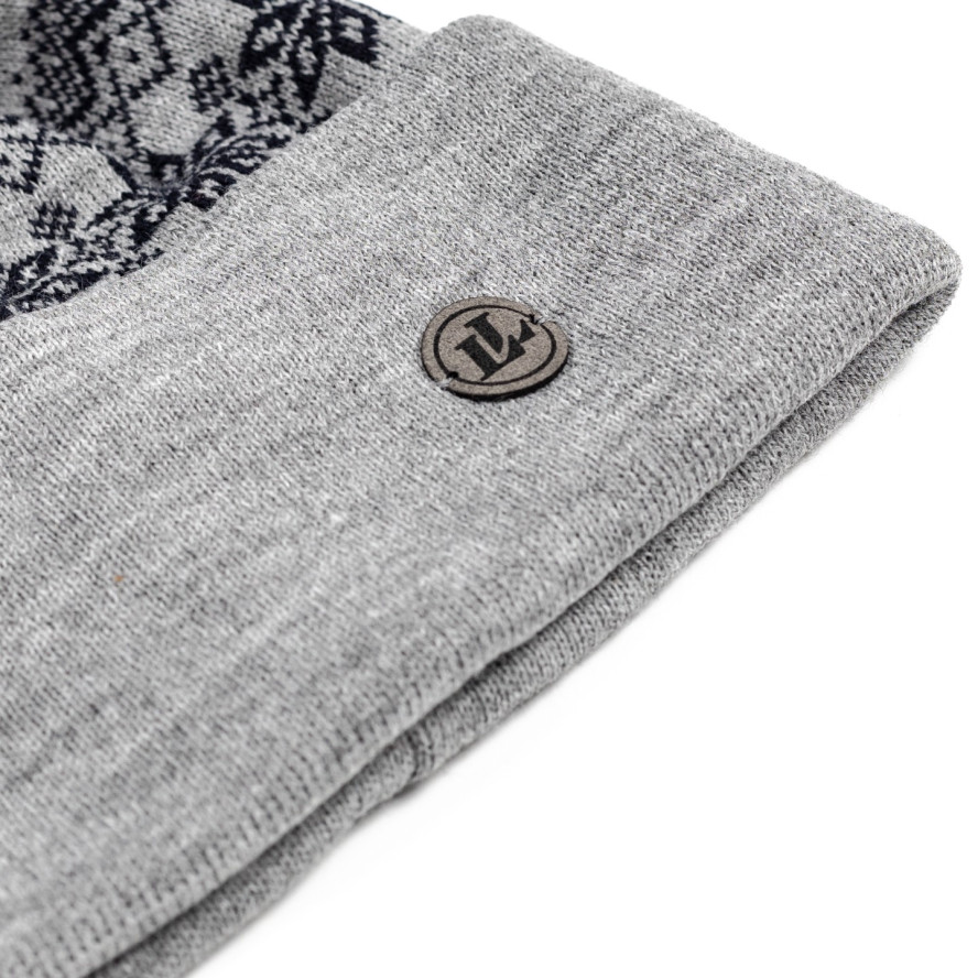 Шапка с помпоном мужская шерсть серая PERCY 578-661, фото 2