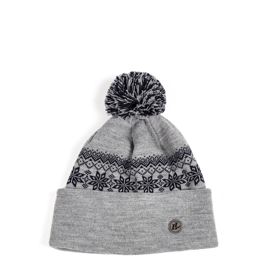 Шапка с помпоном мужская шерсть серая PERCY 578-661, фото 1