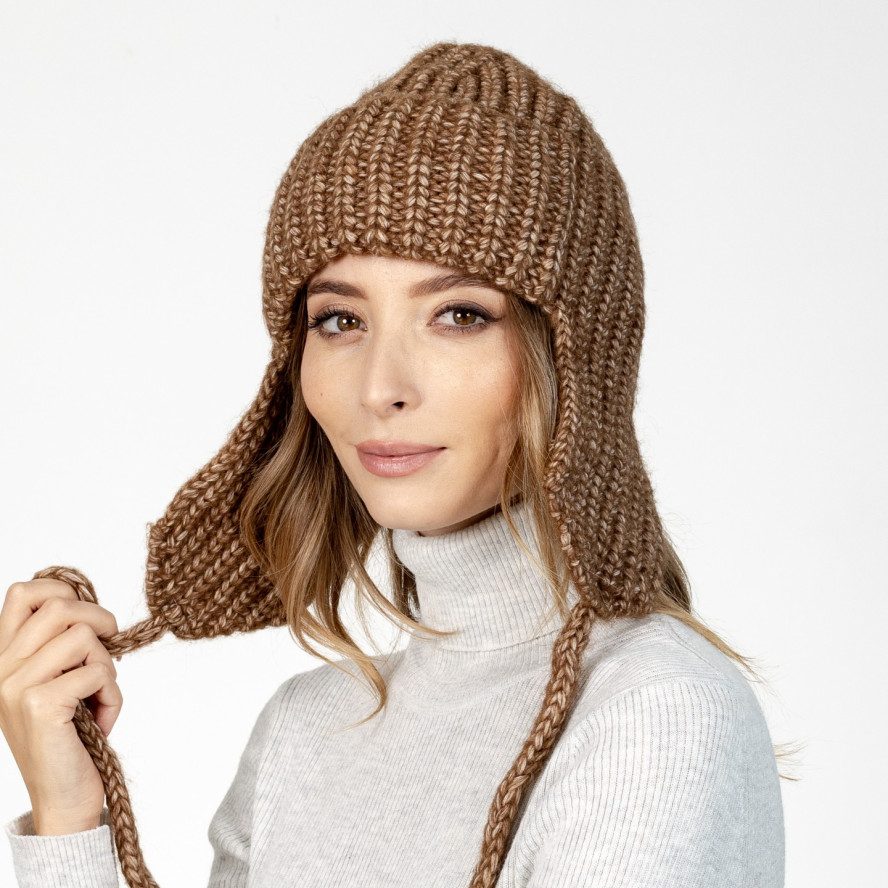 Шапка вушанка жіноча вовна коричнева АГЛАЯ 581-104, фото 4