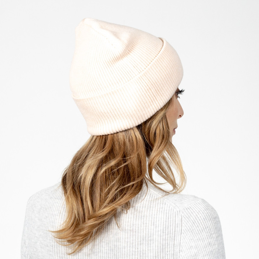 Шапка біні жіноча акрил бежева АЛІСІЯ 581-555, фото 4