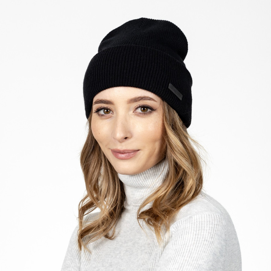 Шапка біні жіноча акрил чорна АЛІСІЯ 581-586, фото 3