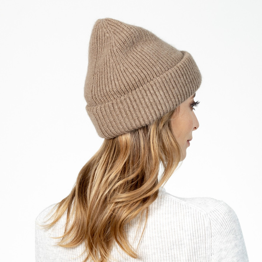 Шапка біні жіноча віскоза з ангорою коричнева МАРІЯ 582-392, фото 4