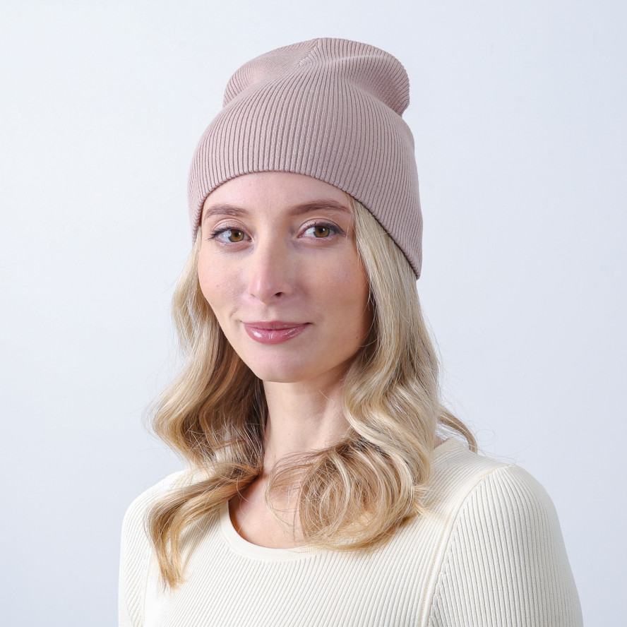 Шапка бини женская вискоза бежевая ЭЛИЗАР 584-358, фото 3