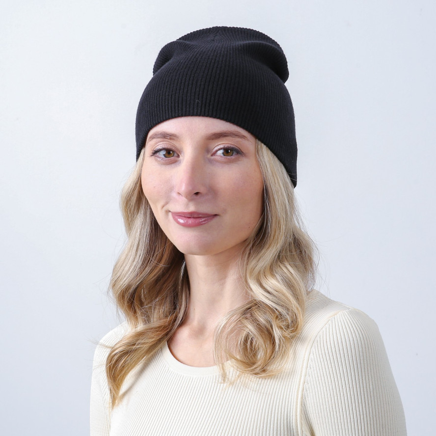 Шапка біні жіноча віскоза з вовною чорна ЕЛІЗАР 584-402, фото 3