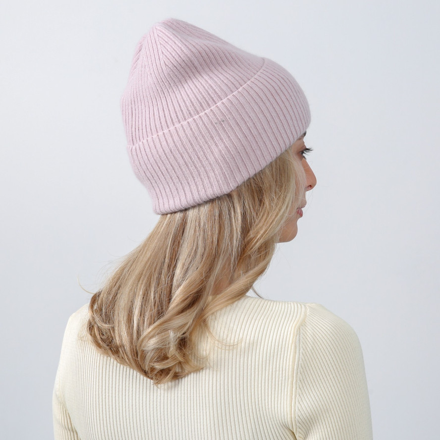 Шапка біні жіноча вовна рожева MAELYS 586-093, фото 4