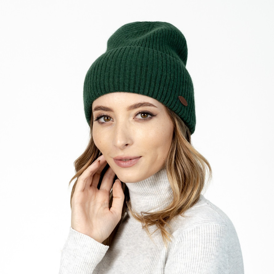 Шапка біні жіноча вовна зелена MAELYS 586-109, фото 3