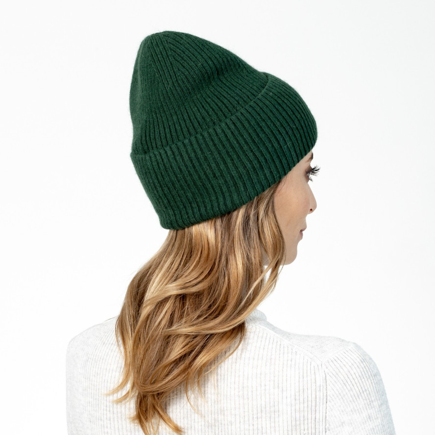 Шапка біні жіноча вовна зелена MAELYS 586-109, фото 4