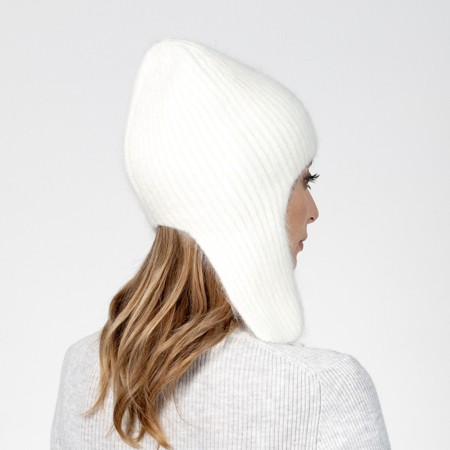 Шапка вушанка жіноча ангора молочна ЯРИНА 586-383, фото 5