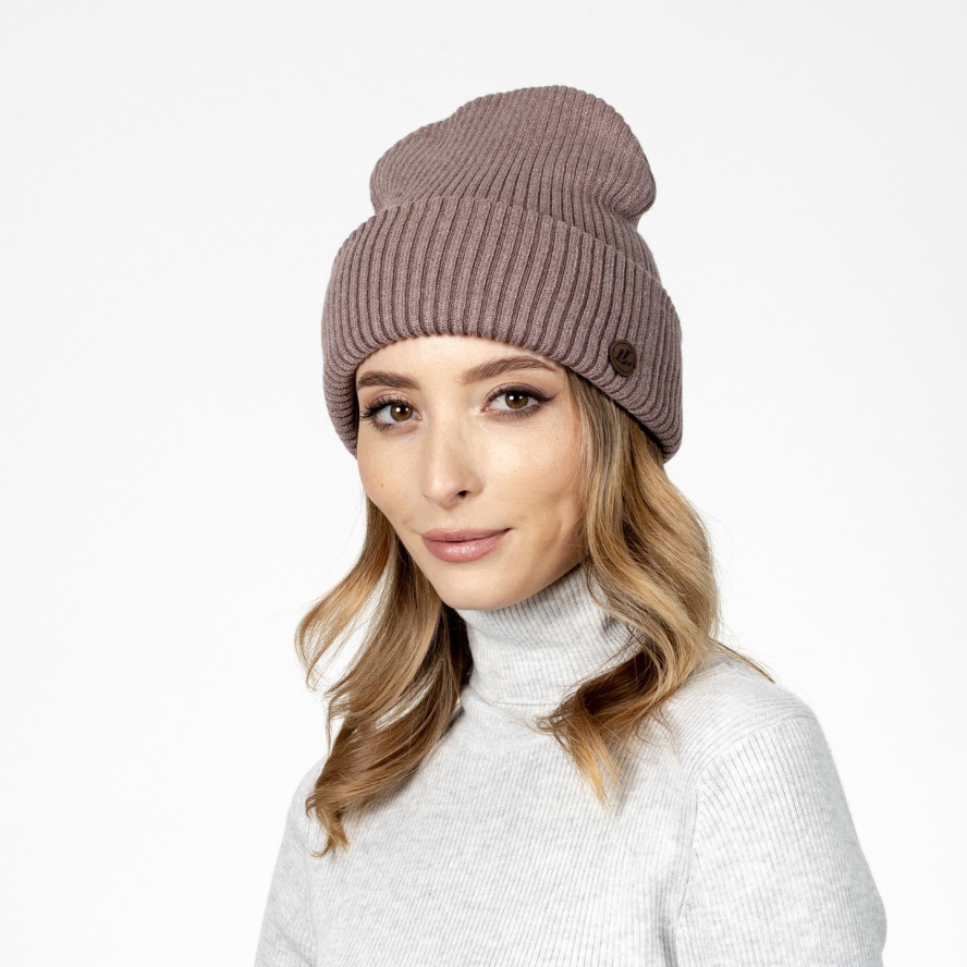 Шапка біні жіноча віскоза коричнева НІЛА 586-406, фото 3