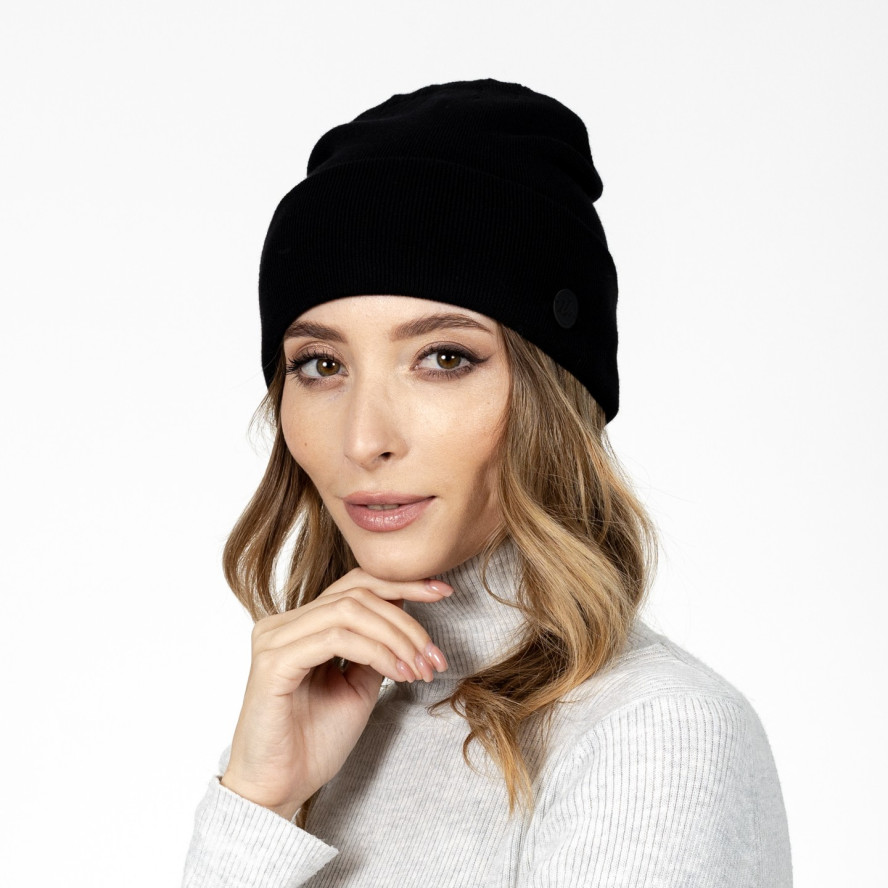 Шапка біні жіноча віскоза чорна RILEY 591-745, фото 3