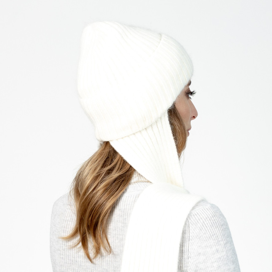 Шапка по голові з шарфом жіноча віскоза з ангорою біла РІМА 591-806, фото 6