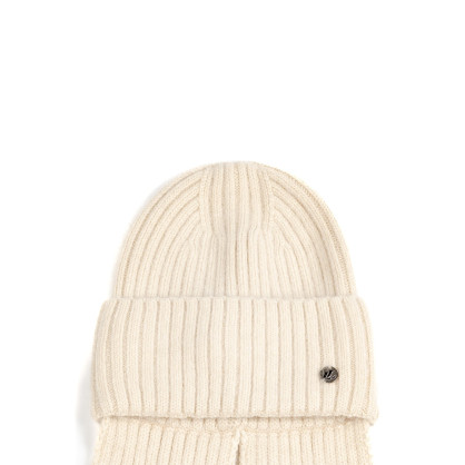 Шапка по голові з шарфом жіноча віскоза з ангорою молочна РІМА 591-813 Шапка по голові з шарфом жіноча віскоза з ангорою молочна РІМА 591-813