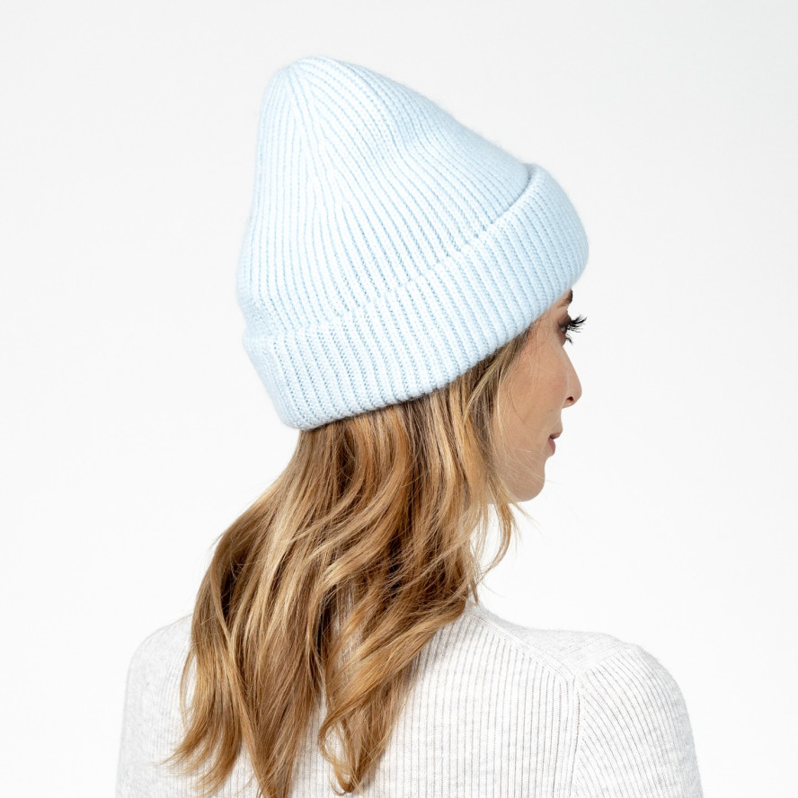 Шапка біні жіноча віскоза з ангорою блакитна МАРІЯ 591-936, фото 4