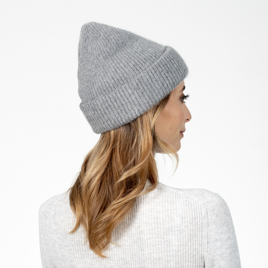 Шапка біні жіноча віскоза з ангорою сіра МАРІЯ 591-967, фото 4