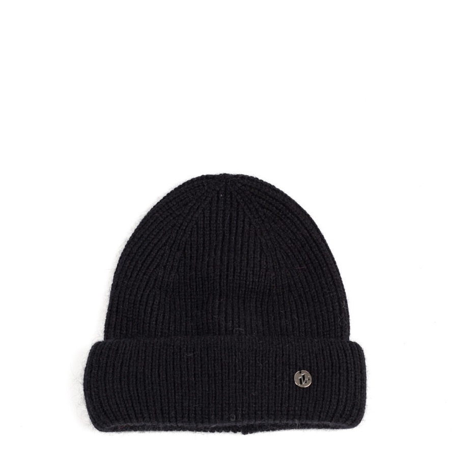 Шапка біні жіноча віскоза з ангорою чорна МАРІЯ 591-974, фото 1