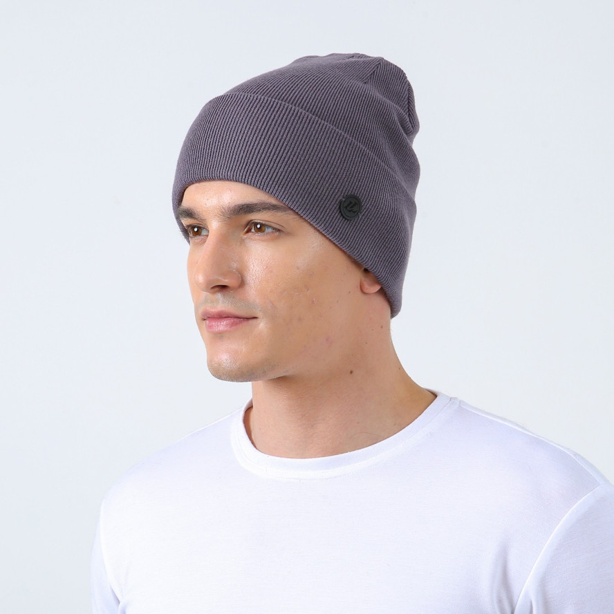 Шапка бини мужская вискоза серая RUTH 592-759, фото 3