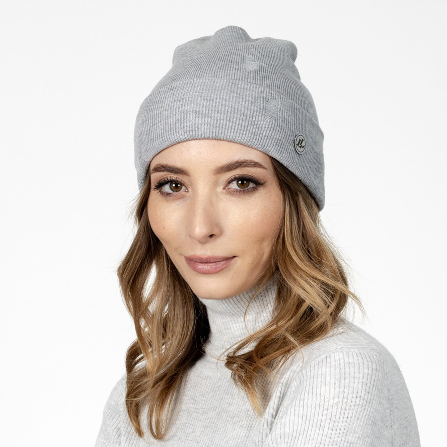 Шапка біні жіноча віскоза сіра ЛІВІЯ 592-841, фото 3