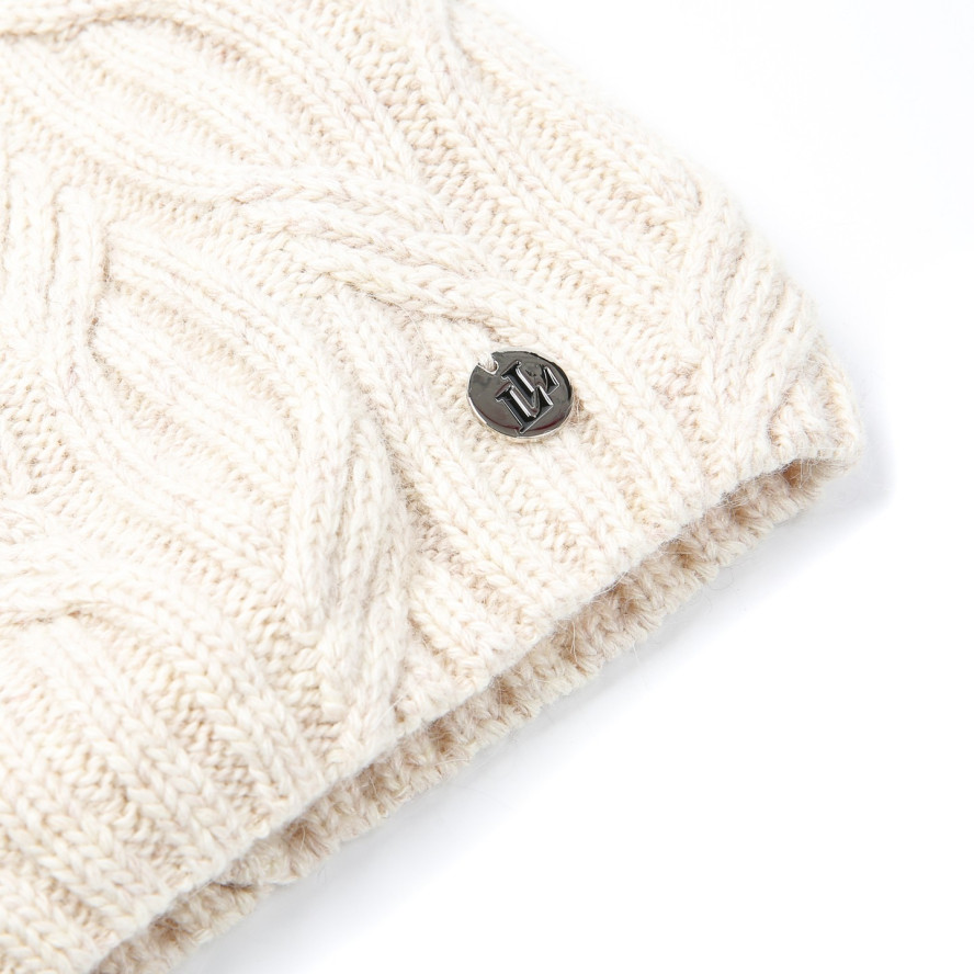 Шапка біні жіноча вовна бежева AMALA 593-305, фото 2