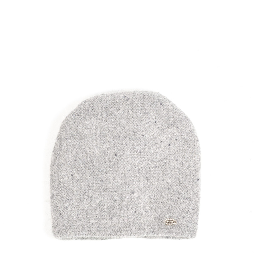 Шапка кулір з паєтками жіноча вовна з люрексом сіра АПОЛОНІЯ 593-480, фото 1