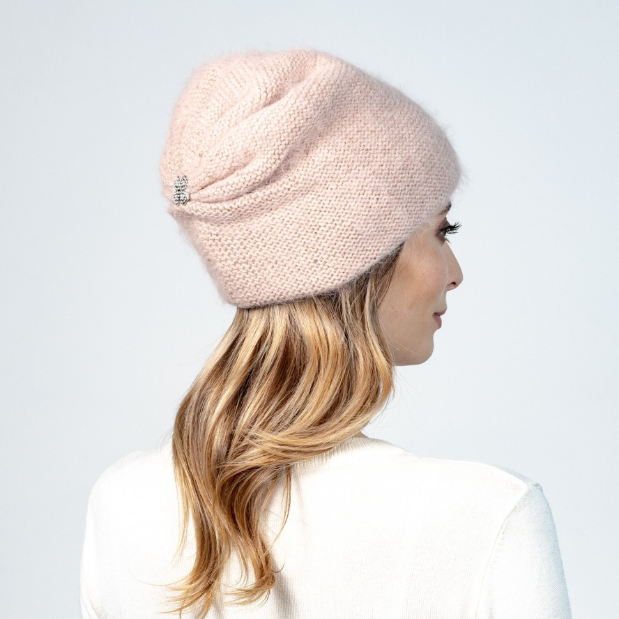 Шапка кулір з паєтками жіноча вовна з люрексом бежева АПОЛОНІЯ 593-527, фото 5