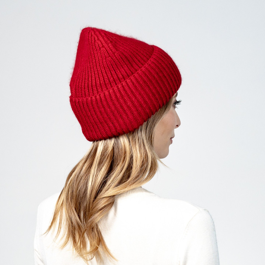 Шапка біні жіноча вовна червона JOAN 594-340, фото 4