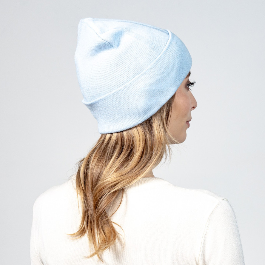 Шапка біні жіноча віскоза блакитна РАМІН 597-334, фото 4