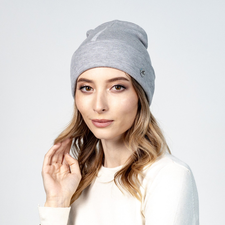 Шапка біні жіноча віскоза сіра РАМІН 597-341, фото 3