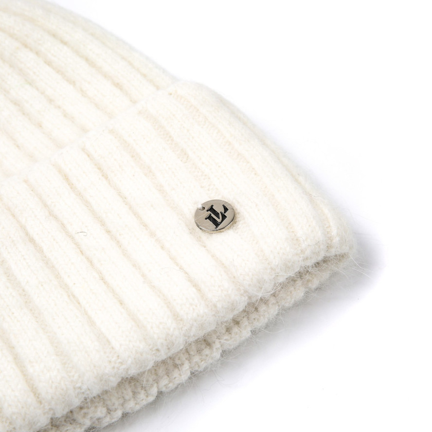 Шапка біні жіноча ангора молочна MEGAIN 602-137, фото 2