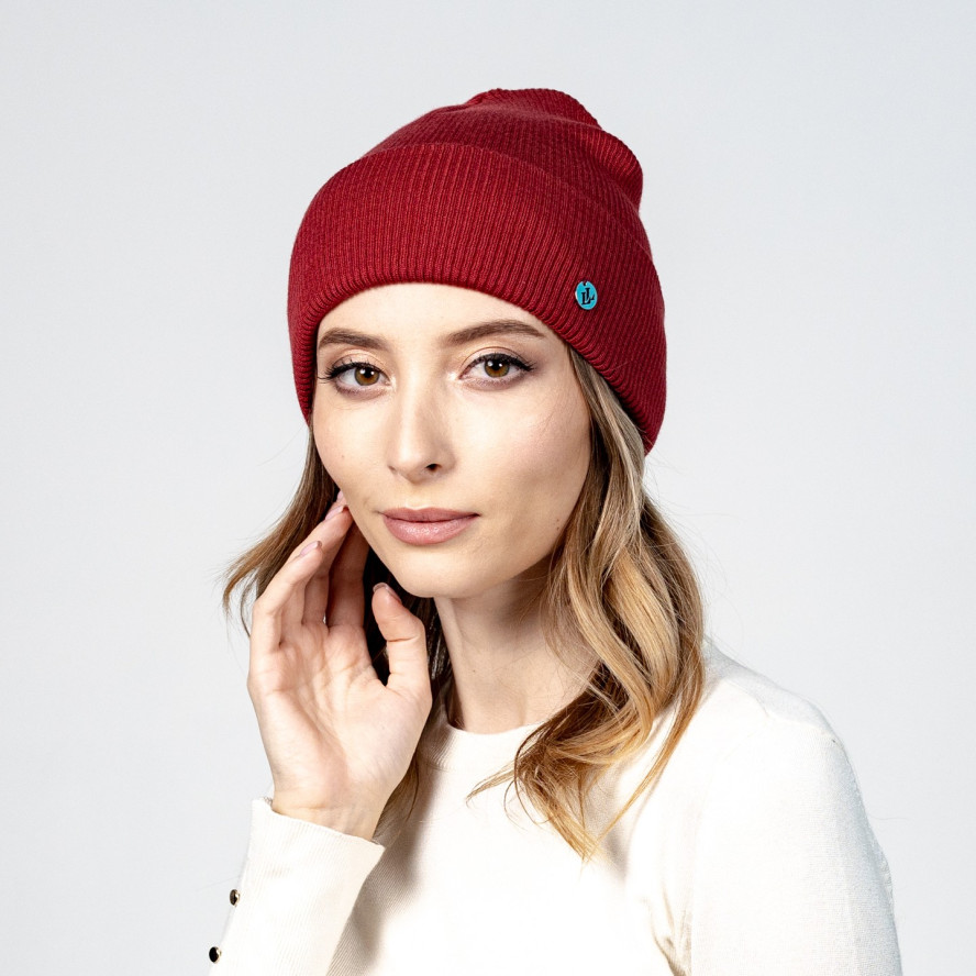 Шапка біні жіноча віскоза бордова МУЛАН 614-093, фото 3