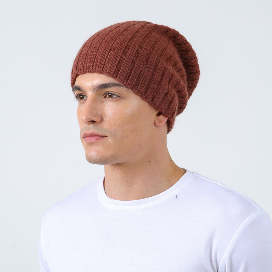Шапка ковпак чоловіча вовна коричнева LIORA 615-021, фото 3