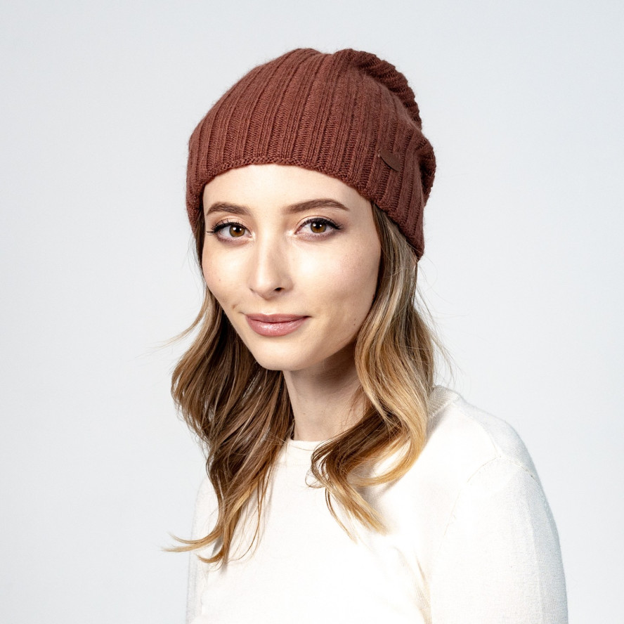 Шапка колпак женская шерсть коричневая LIORA 615-021, фото 3