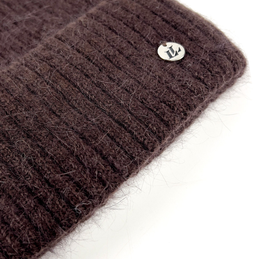 Шапка біні жіноча ангора коричнева EMILY 615-038, фото 2