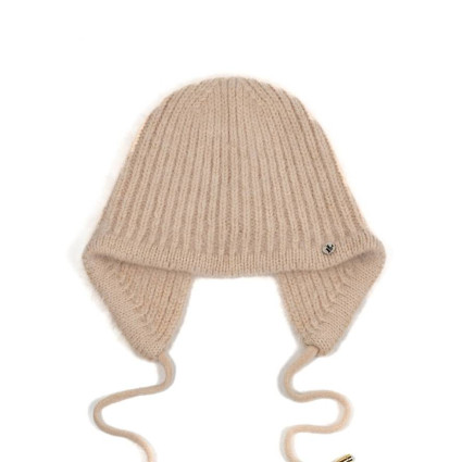 Шапка чепчик с завязками женская ангора бежевая СИЛИЯ 620-858 Шапка чепчик с завязками женская ангора бежевая СИЛИЯ 620-858