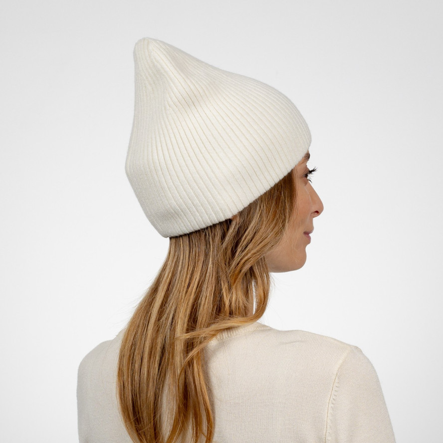 Шапка біні жіноча віскоза з вовною молочна БЛЕЙК 653-092, фото 4