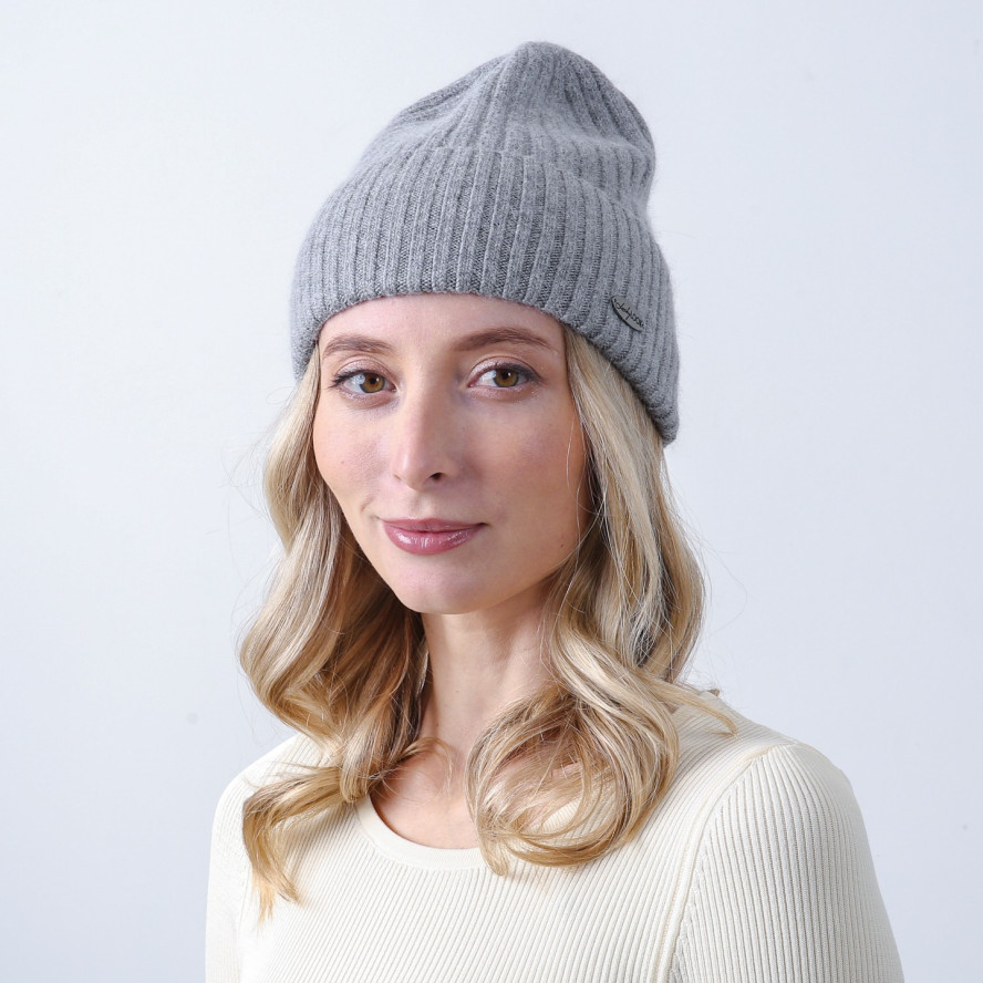 Шапка біні жіноча вовна сіра HARRIS 653-597, фото 3