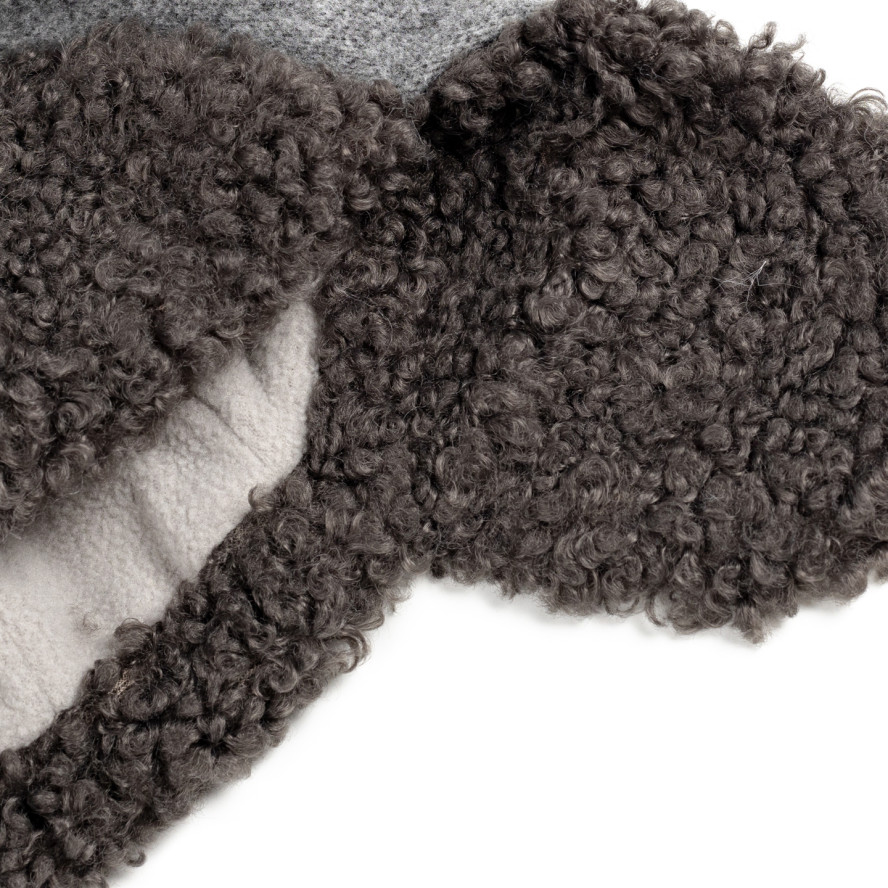 Шапка ушанка женская хлопок / искусственный мех каракуль серая РЕНАТА 664-418, фото 2