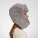 Шапка вушанка жіноча штучне хутро кролик сіра ЛІНА 664-487, фото 4