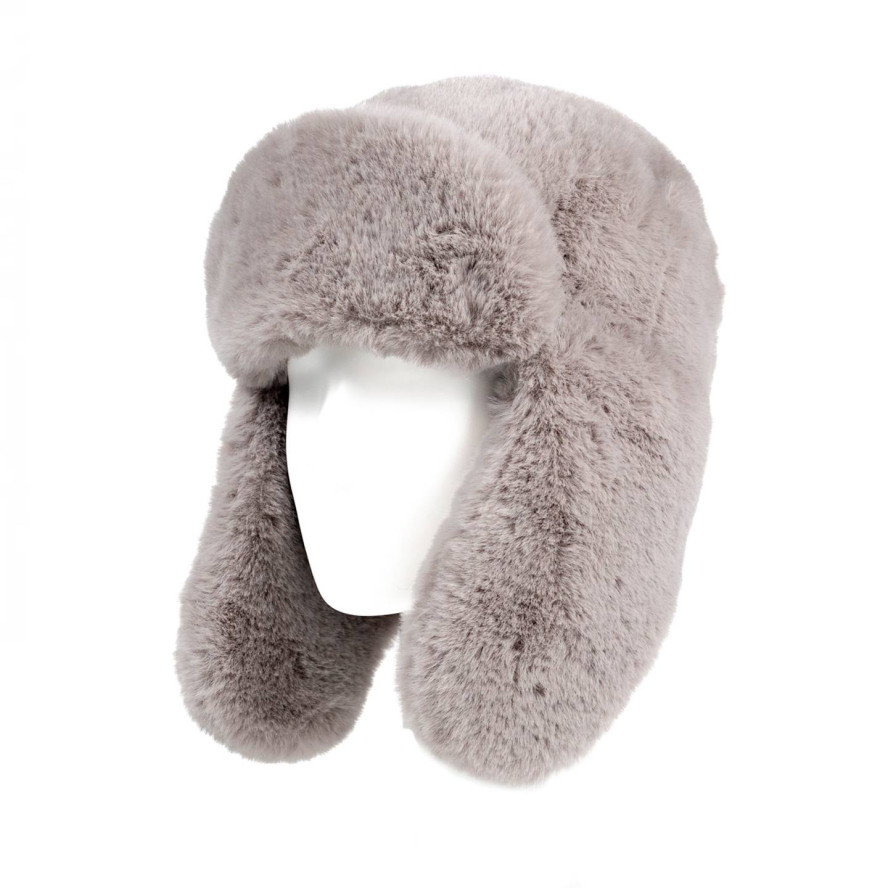 Шапка вушанка жіноча штучне хутро кролик сіра ЛІНА 664-487, фото 1