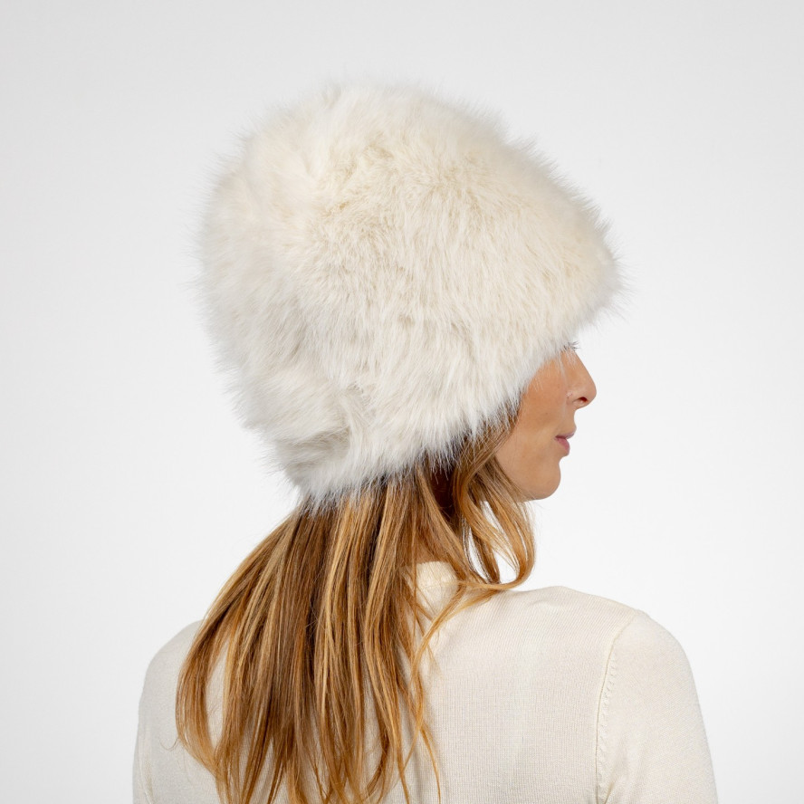 Шапка кубанка жіноча штучне хутро песець біла ЮНЕССА 664-593, фото 4
