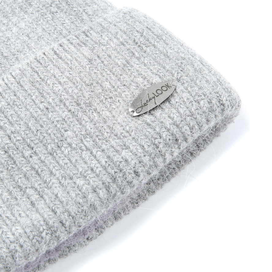 Шапка біні жіноча вовна сіра ІЛАРІЯ 666-368, фото 2