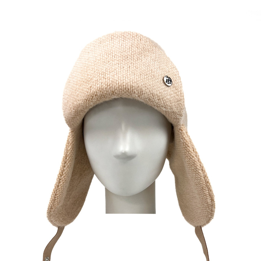 Шапка ушанка женская полиэстер бежевая ШЕРУ 674-196, фото 2